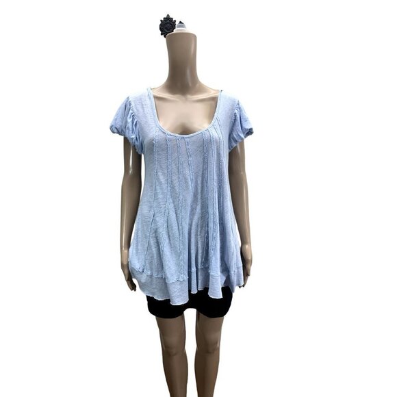 Free People New Star T-Shirt Linen & Cotton Pullover Medium - Picture 2 of 9